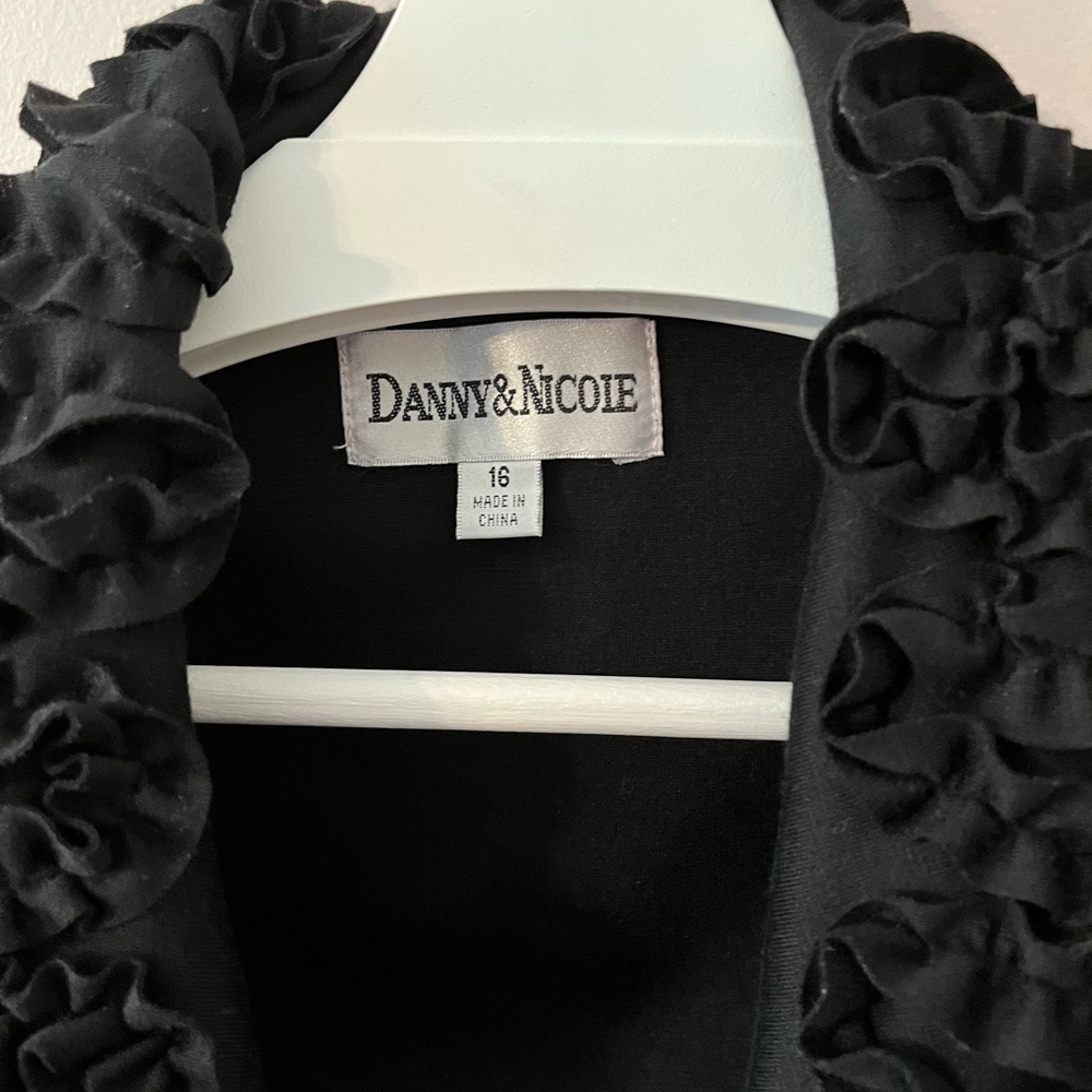 Black long with flower collar buttons up the front, stylish